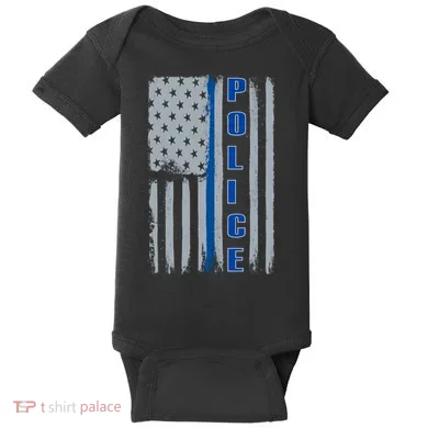 Support Police Blue Flag Baby Bodysuit