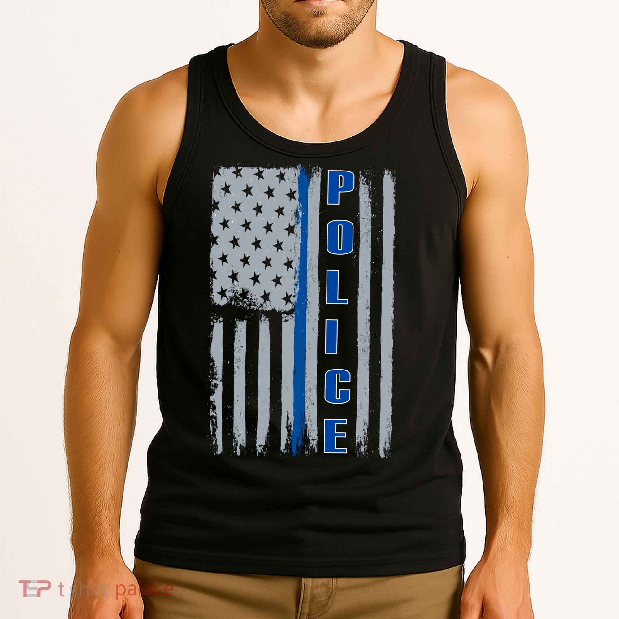 Support Police Blue Flag Tank Top