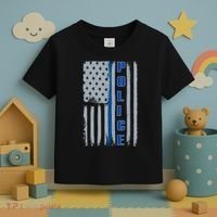 Support Police Blue Flag Toddler T-Shirt thumb 3