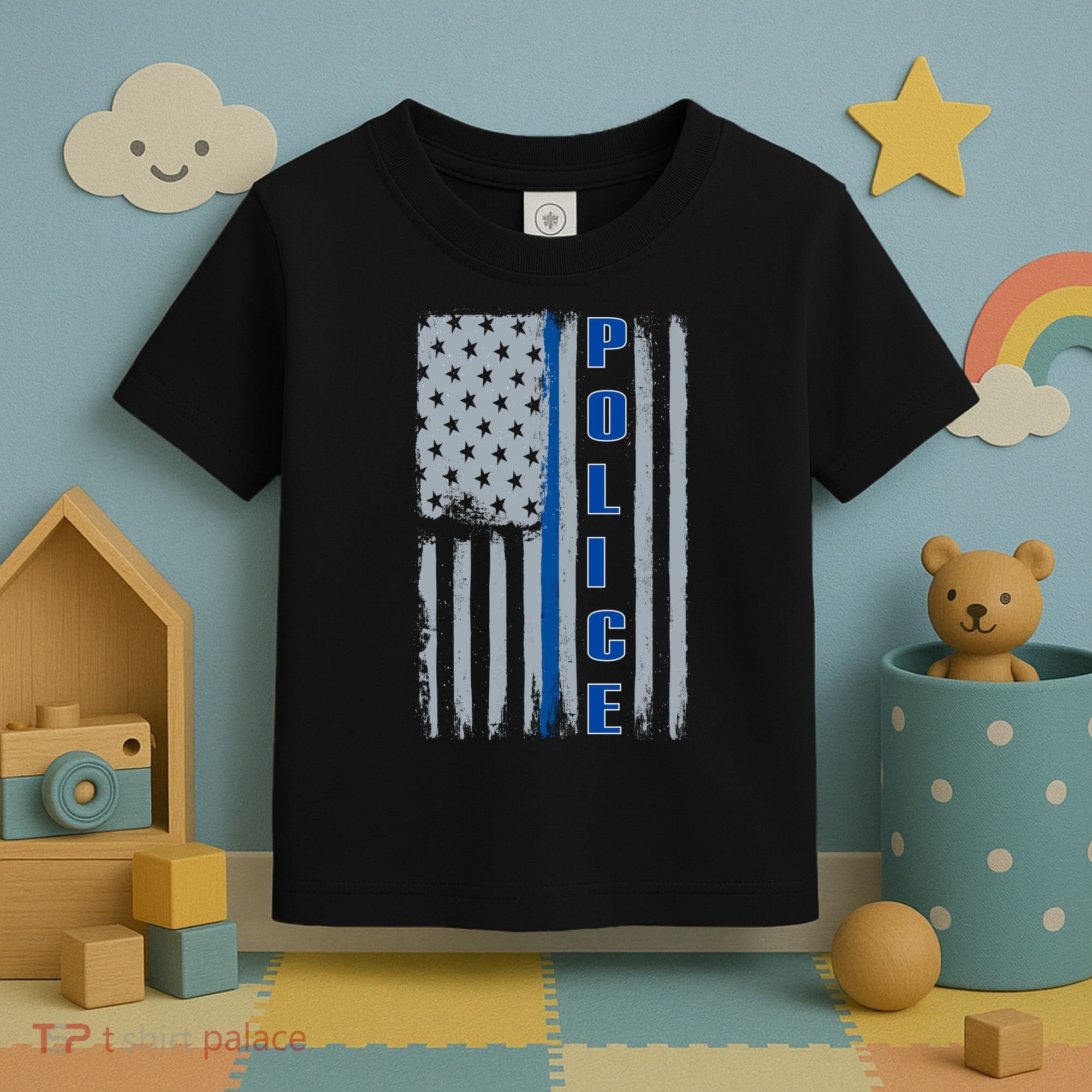 Support Police Blue Flag Toddler T-Shirt
