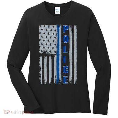 Support Police Blue Flag Women's Long Sleeve Shirt