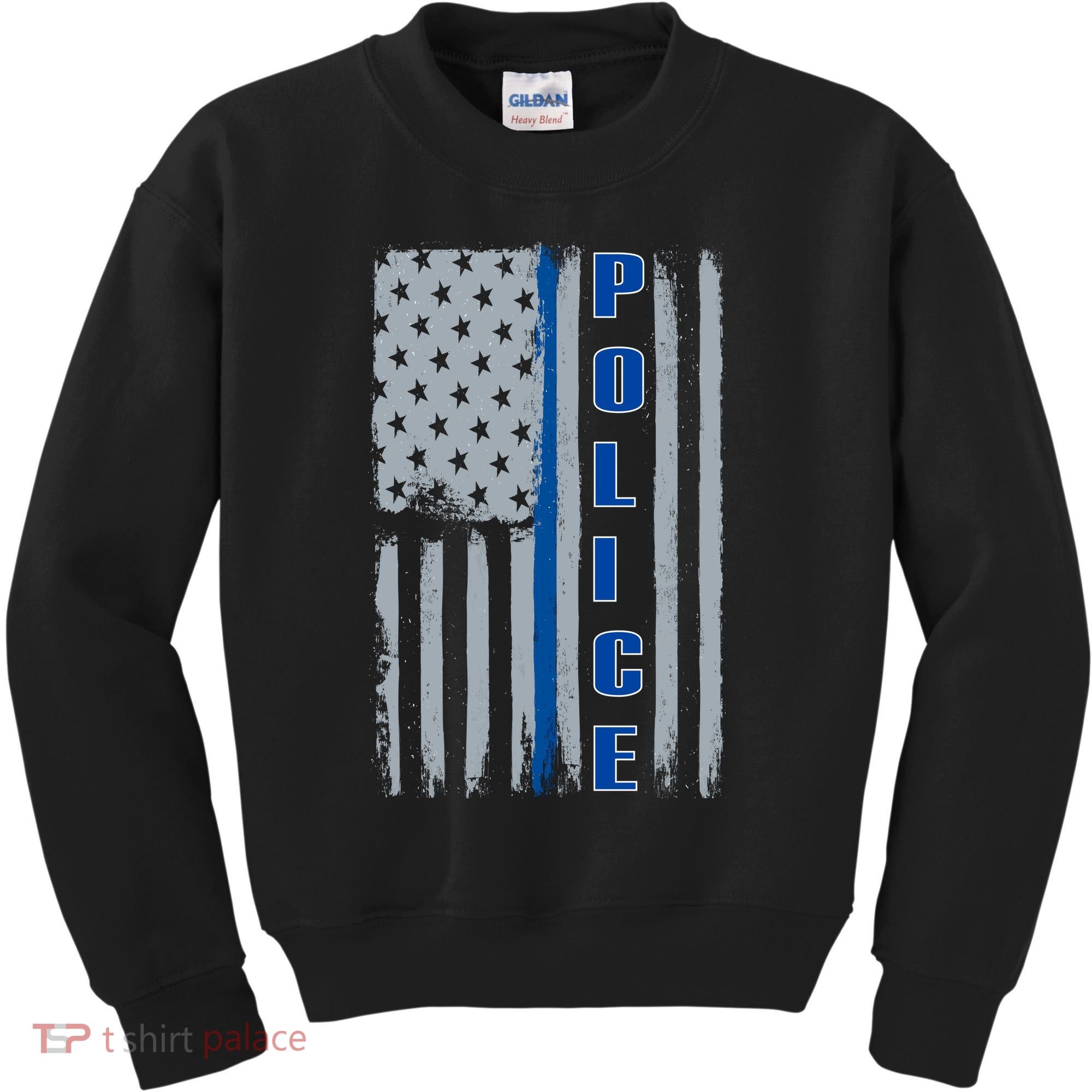 Support Police Blue Flag Kids Sweatshirt