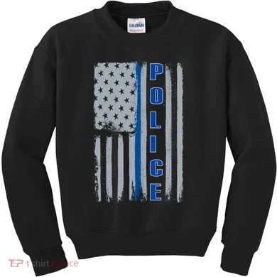 Support Police Blue Flag Kids Sweatshirt