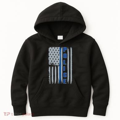 Support Police Blue Flag Kids Hoodie