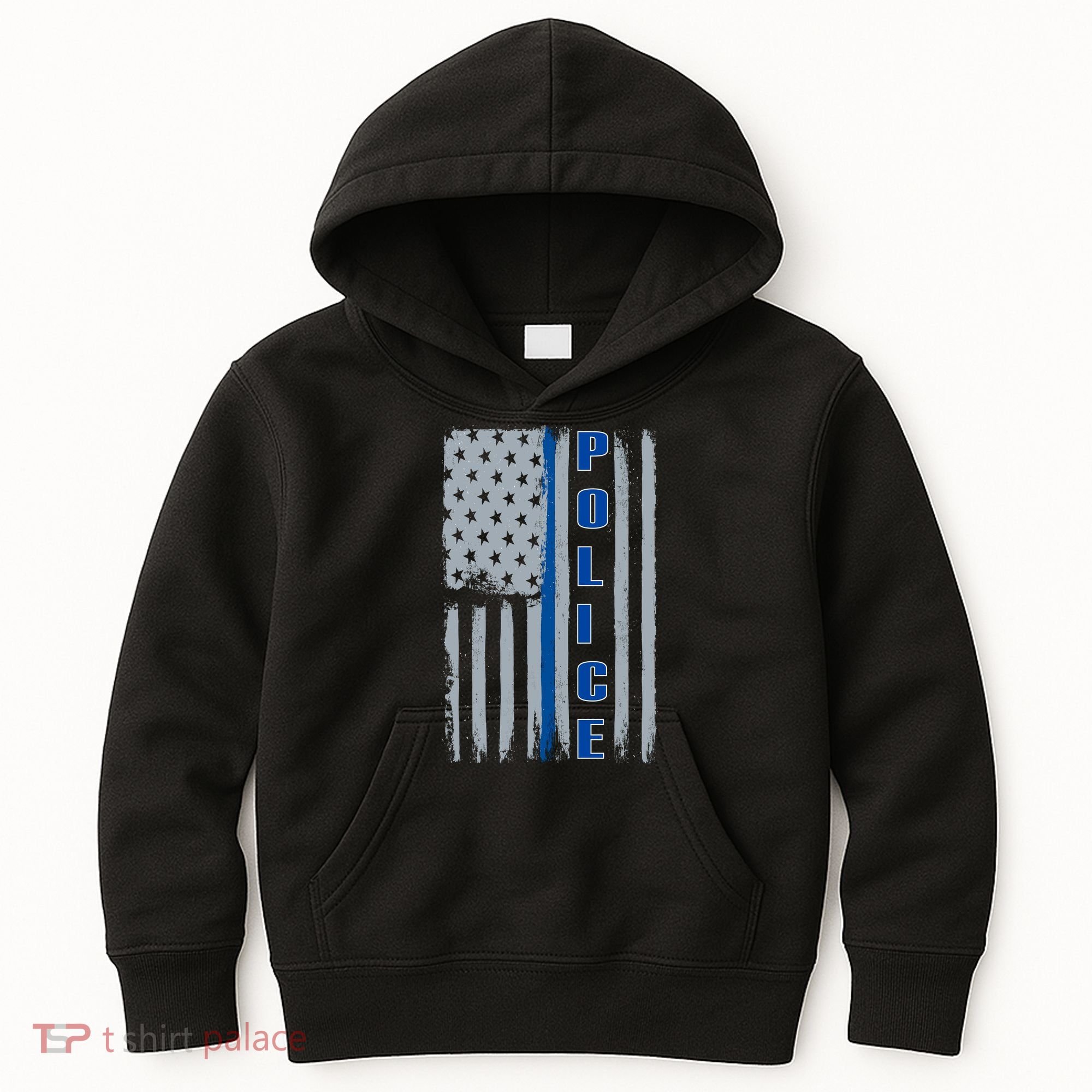 Support Police Blue Flag Kids Hoodie