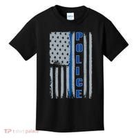 Support Police Blue Flag Kids T-Shirt thumb 0