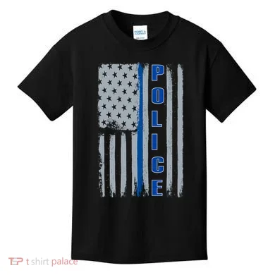 Support Police Blue Flag Kids T-Shirt