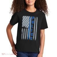 Support Police Blue Flag Kids T-Shirt thumb 2