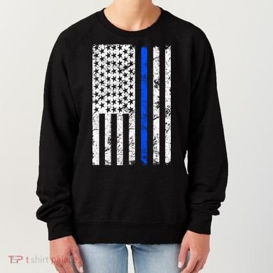 Support Police Blue Thin Line American Flag Women's Sweatshirt