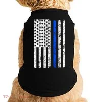 Support Police Blue Thin Line American Flag Doggie Tank thumb 0