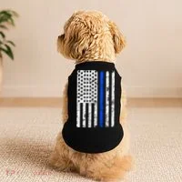 Support Police Blue Thin Line American Flag Doggie Tank thumb 2