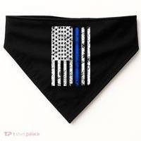 Support Police Blue Thin Line American Flag USA-Made Doggie Bandana thumb 0