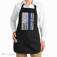 Support Police Blue Thin Line American Flag Apron thumb 2