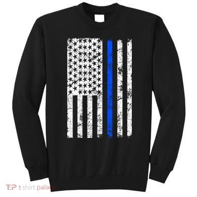 Support Police Blue Thin Line American Flag Sweatshirt