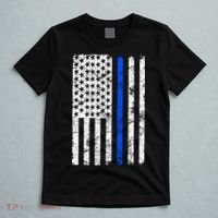 Support Police Blue Thin Line American Flag T-Shirt thumb 5