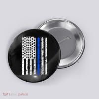 Support Police Blue Thin Line American Flag Button thumb 0
