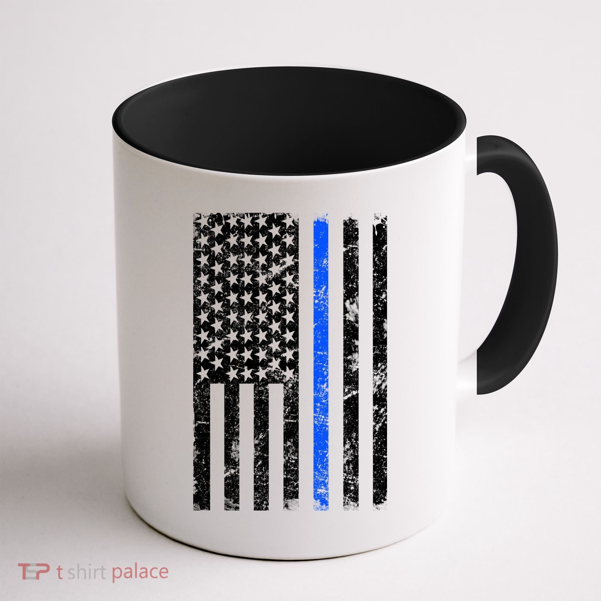 Support Police Blue Thin Line American Flag Coffee Mug