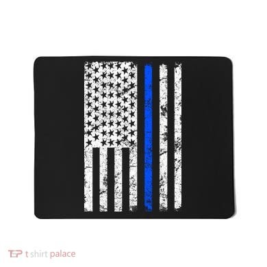 Support Police Blue Thin Line American Flag Mousepad