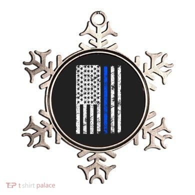 Support Police Blue Thin Line American Flag Ornament