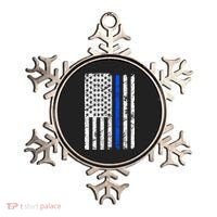 Support Police Blue Thin Line American Flag Ornament thumb 0