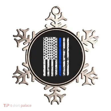 Support Police Blue Thin Line American Flag Ornament