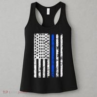 Support Police Blue Thin Line American Flag Women's Tank Top thumb 3