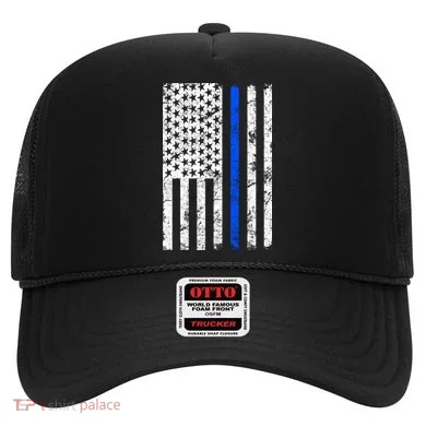 Support Police Blue Thin Line American Flag Hat