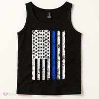 Support Police Blue Thin Line American Flag Tank Top thumb 2