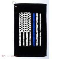 Support Police Blue Thin Line American Flag Golf Towel thumb 0