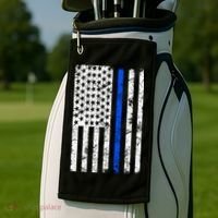 Support Police Blue Thin Line American Flag Golf Towel thumb 2