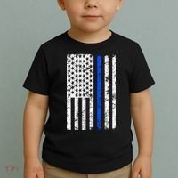 Support Police Blue Thin Line American Flag Toddler T-Shirt thumb 2