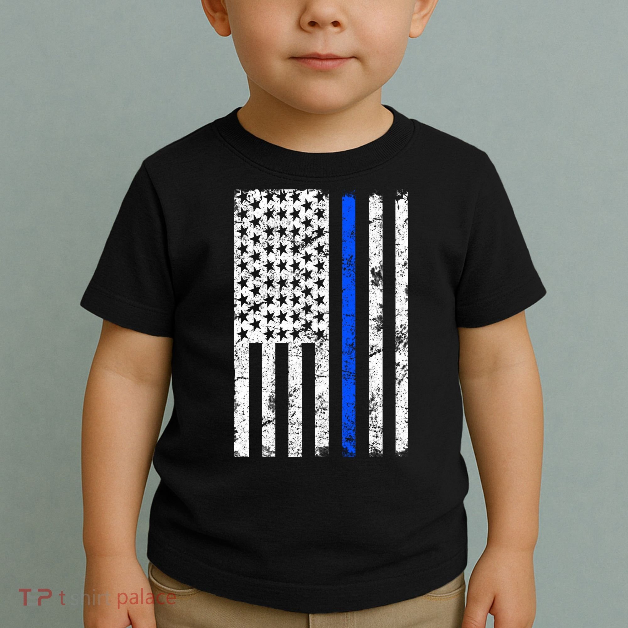 Support Police Blue Thin Line American Flag Toddler T-Shirt