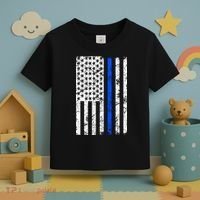 Support Police Blue Thin Line American Flag Toddler T-Shirt thumb 3