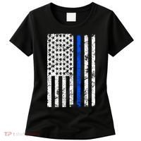 Support Police Blue Thin Line American Flag Women's T-Shirt thumb 0