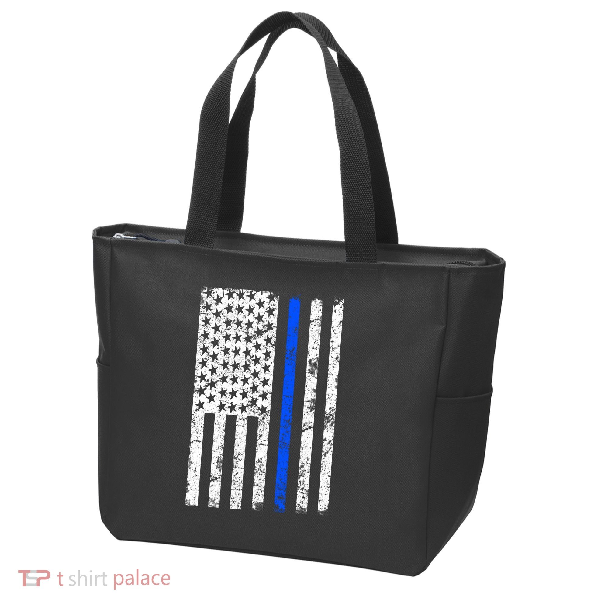 Support Police Blue Thin Line American Flag Tote Bag