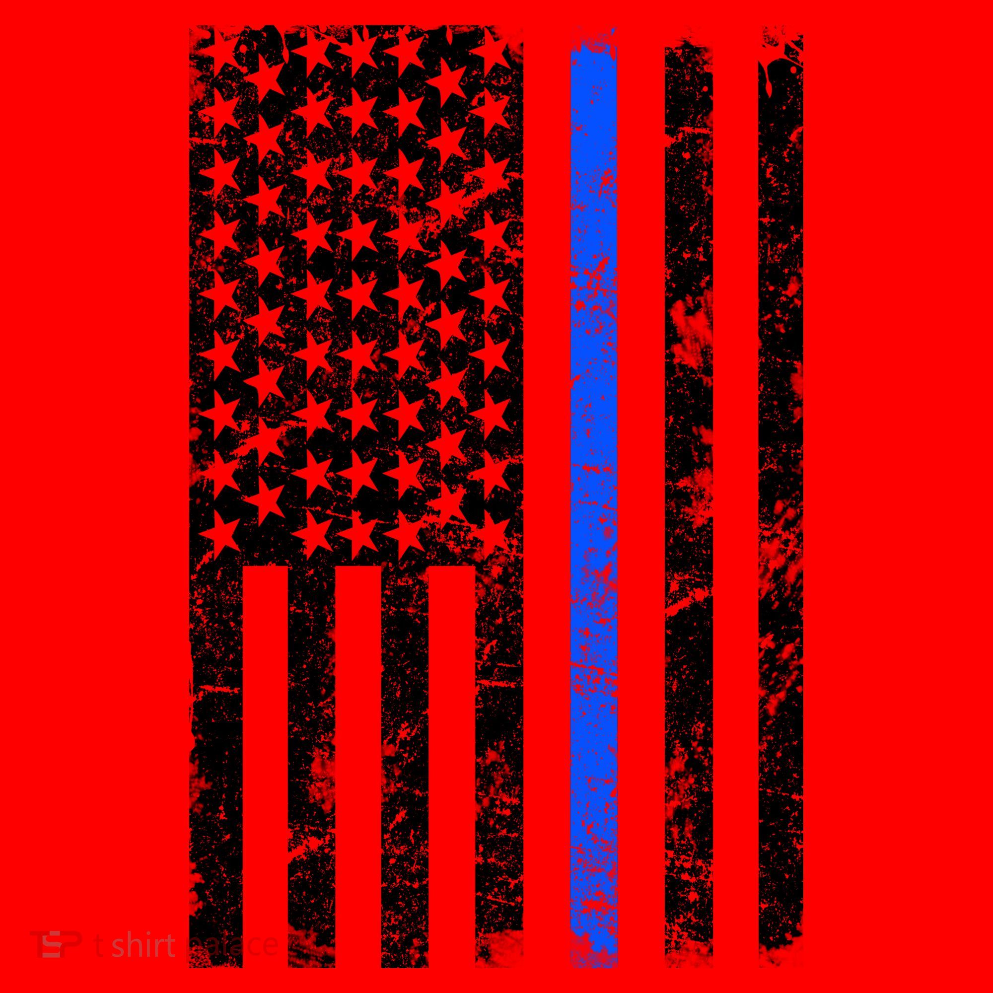 Support Police Blue Thin Line American Flag Santa Hat