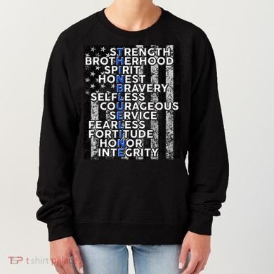Support Police Thin Blue Line Distressed Flag Women's Sweatshirt