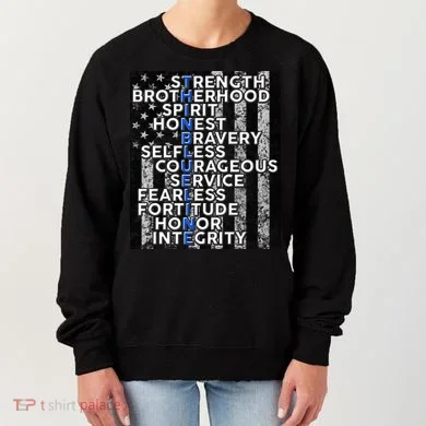 Support Police Thin Blue Line Distressed Flag Women's Sweatshirt