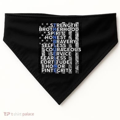 Support Police Thin Blue Line Distressed Flag USA-Made Doggie Bandana