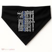Support Police Thin Blue Line Distressed Flag USA-Made Doggie Bandana thumb 0