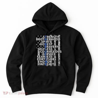Support Police Thin Blue Line Distressed Flag Hoodie