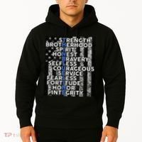 Support Police Thin Blue Line Distressed Flag Hoodie thumb 2