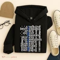Support Police Thin Blue Line Distressed Flag Hoodie thumb 4