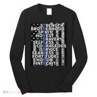 Support Police Thin Blue Line Distressed Flag Long Sleeve Shirt thumb 0