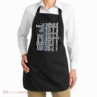 Support Police Thin Blue Line Distressed Flag Apron thumb 2