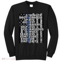 Support Police Thin Blue Line Distressed Flag Sweatshirt thumb 0