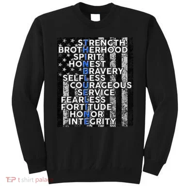 Support Police Thin Blue Line Distressed Flag Sweatshirt