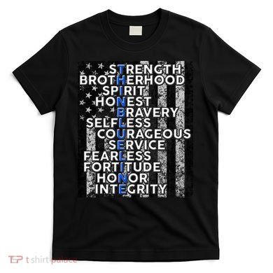 Support Police Thin Blue Line Distressed Flag T-Shirt