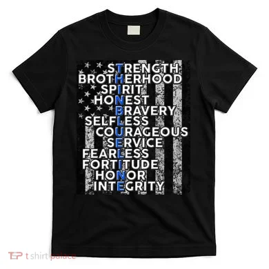 Support Police Thin Blue Line Distressed Flag T-Shirt