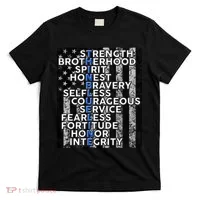 Support Police Thin Blue Line Distressed Flag T-Shirt thumb 0